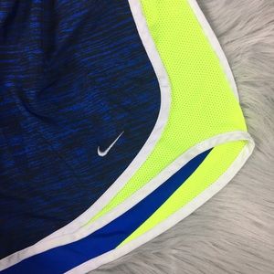 Nike Shorts - Nike Dri-Fit Tempo Shorts Blue Stripe Neon Yellow Nike Shorts - Nike Dri-Fit Tempo Shorts Blue Stripe Neon Yellow